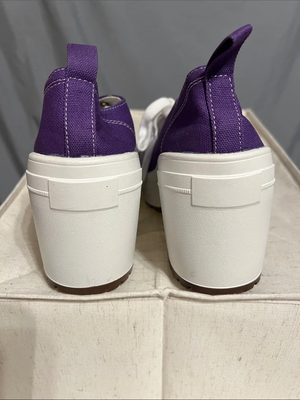 SHEIN Purple and White Platform Lace-Up Heels